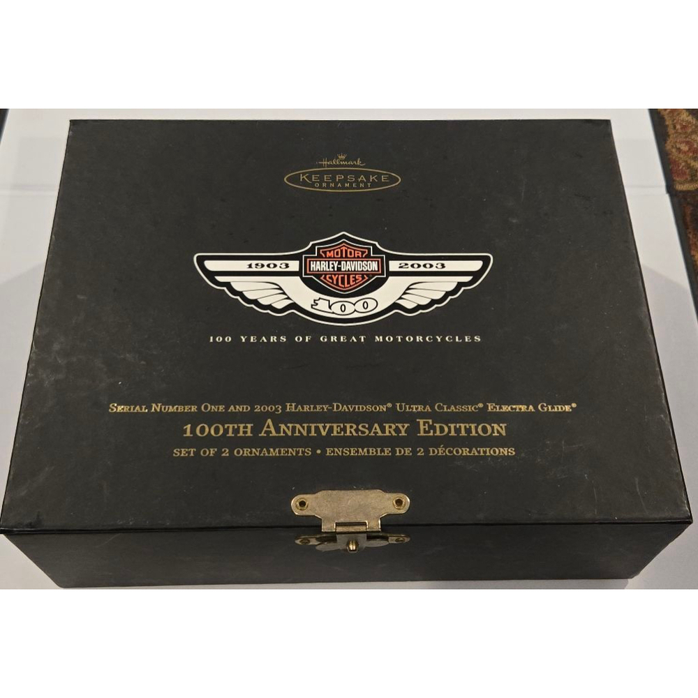 Vintage Harley-Davidson Motorcycle Ornament Set 100th Anniversary Hallmark